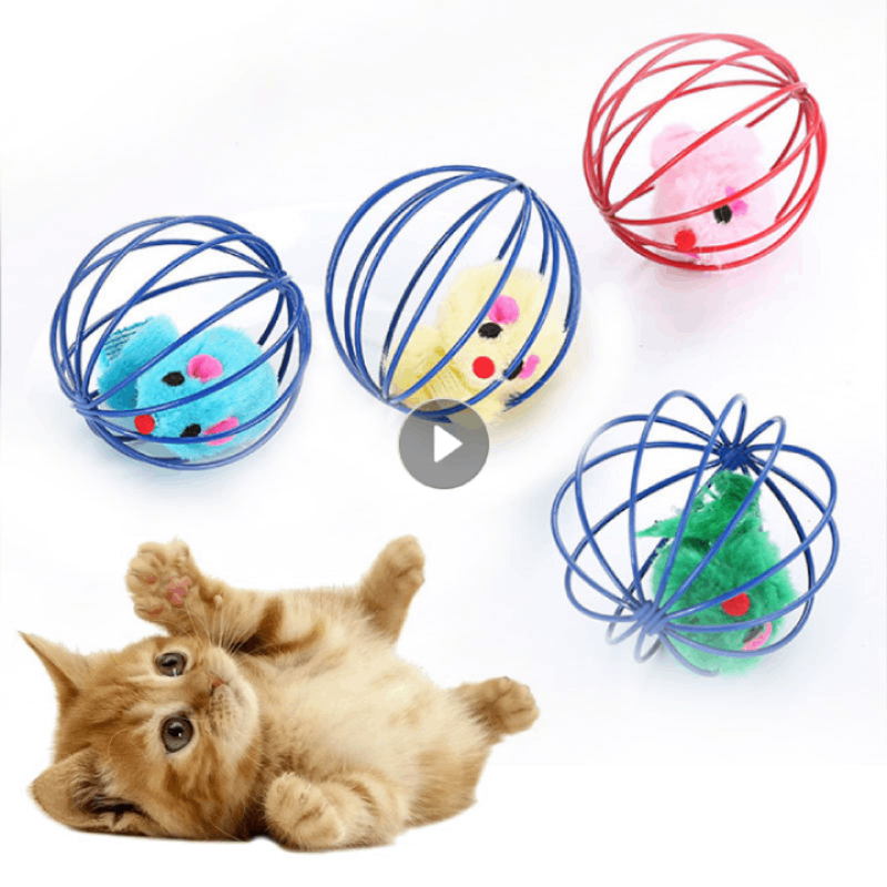 1pc Cat Toy With Bell Mouse Cage Toys Plastic Artificial Colorful Cat - Waldessae, the best pet supplies ever