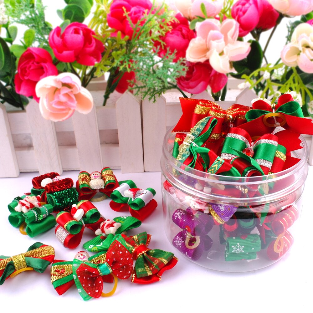 20pcs Dogs Christmas Hair Bows Pet Dog Accessories - Waldessae, the best pet supplies ever