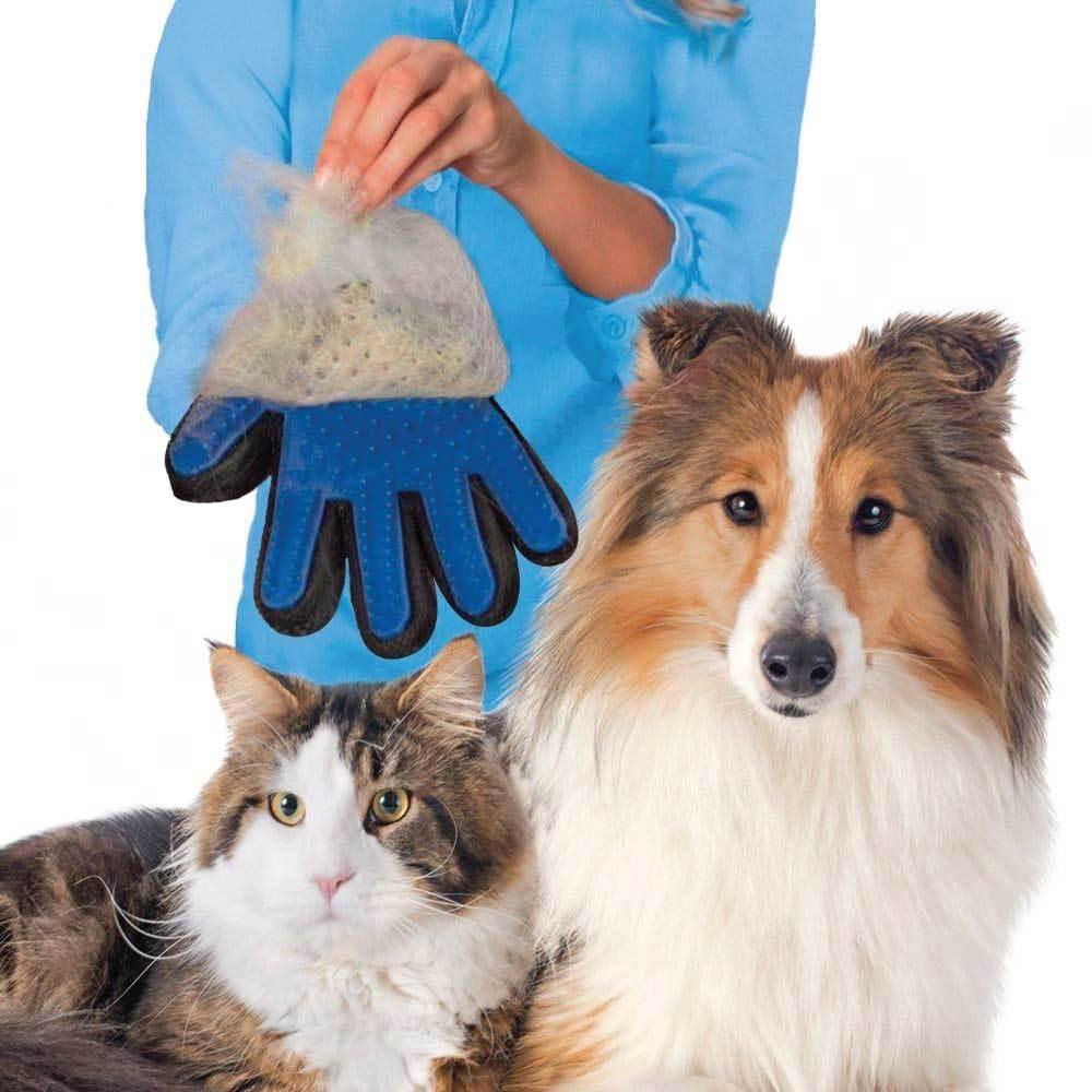 2in1 Pet Deshedding Massage Glove Dog Cat Hair Grooming Remover Right - Waldessae, the best pet supplies ever