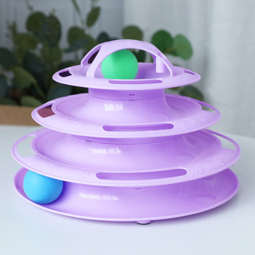 3/4 Levels Cat Toy Tower Tracks Cat Toys Interactive Cat Intelligence - Waldessae, the best pet supplies ever