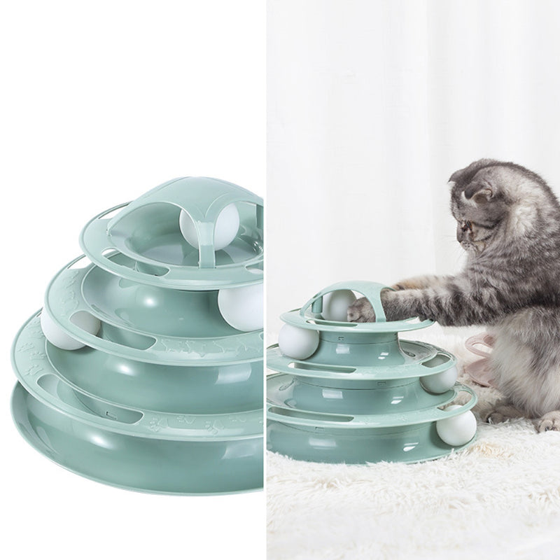 3/4 Levels Cat Toy Tower Tracks Cat Toys Interactive Cat Intelligence - Waldessae, the best pet supplies ever