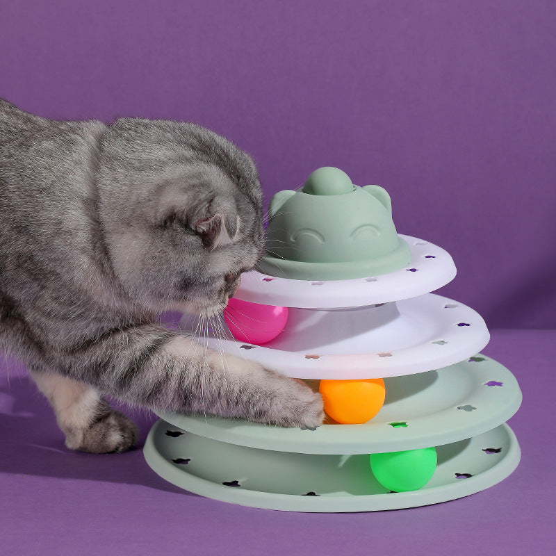 3/4 Levels Cat Toy Tower Tracks Cat Toys Interactive Cat Intelligence - Waldessae, the best pet supplies ever