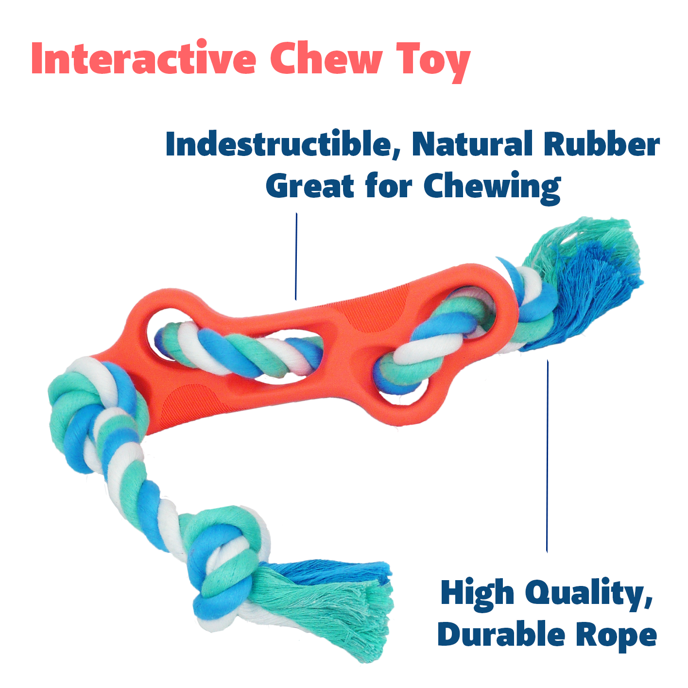 Rubber Bone Chew Toy with Tug Rope - Waldessae, the best pet supplies ever