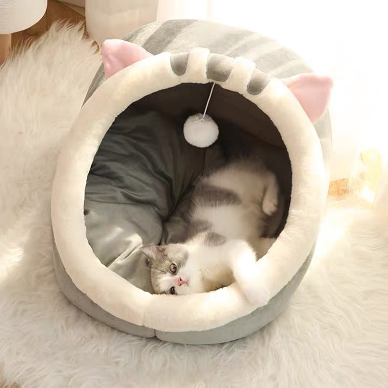 Cat Bed Warm Pet Basket Cozy Kitten Lounger Cushion Cat House Tent - Waldessae, the best pet supplies ever