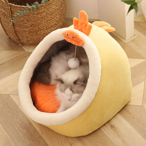 Cat Bed Warm Pet Basket Cozy Kitten Lounger Cushion Cat House Tent - Waldessae, the best pet supplies ever