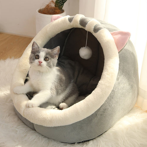 Cat Bed Warm Pet Basket Cozy Kitten Lounger Cushion Cat House Tent - Waldessae, the best pet supplies ever