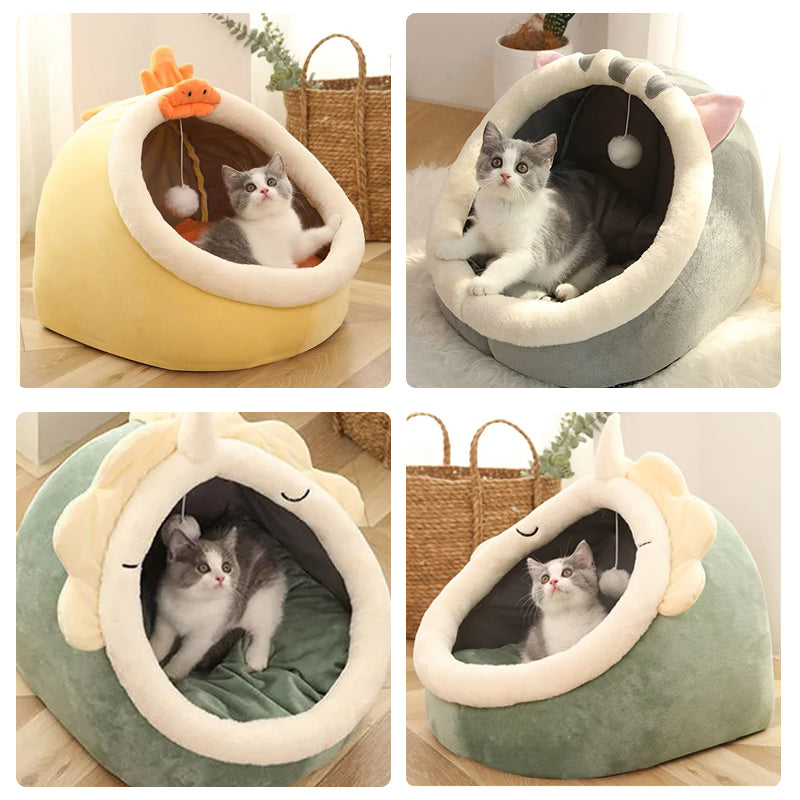 Cat Bed Warm Pet Basket Cozy Kitten Lounger Cushion Cat House Tent - Waldessae, the best pet supplies ever