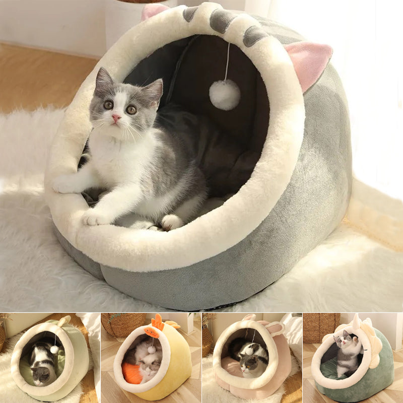 Cat Bed Warm Pet Basket Cozy Kitten Lounger Cushion Cat House Tent - Waldessae, the best pet supplies ever