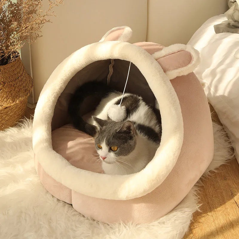 Cat Bed Warm Pet Basket Cozy Kitten Lounger Cushion Cat House Tent - Waldessae, the best pet supplies ever