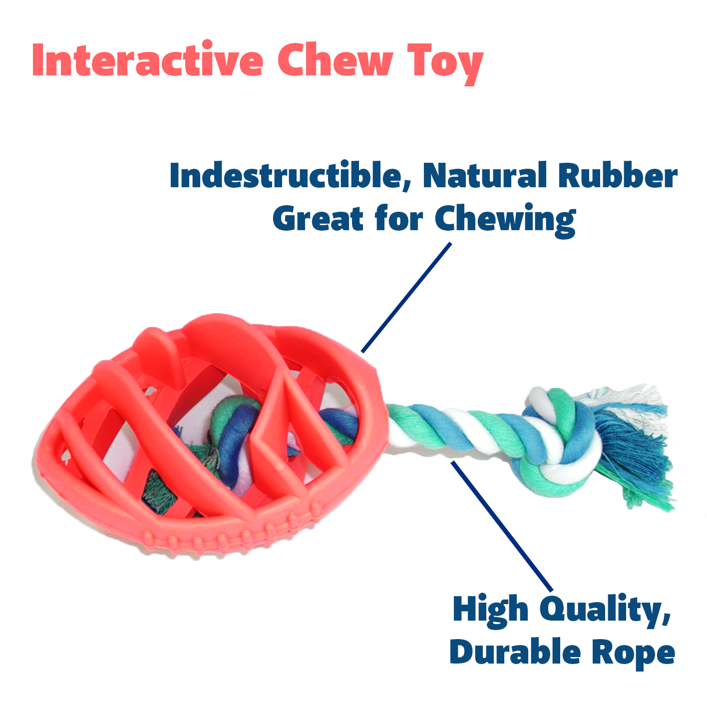 Rubber Football Chew Toy with Tug Rope - Waldessae, the best pet supplies ever