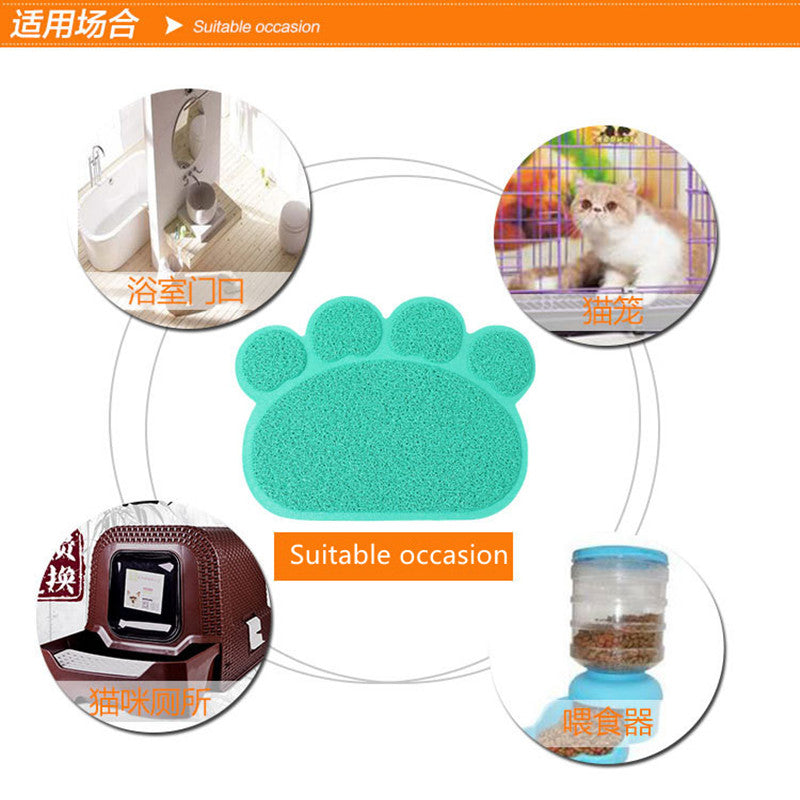 Non slip Pet Cat Litter Mat Paw Print Feeding Bowl Placemat Cat Bed - Waldessae, the best pet supplies ever