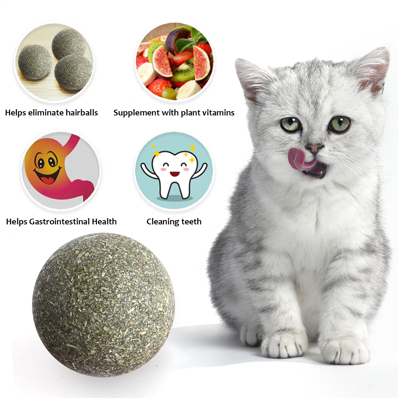 Pet Catnip Toys Edible Catnip Ball Safety Healthy Cat Mint Cats Home - Waldessae, the best pet supplies ever