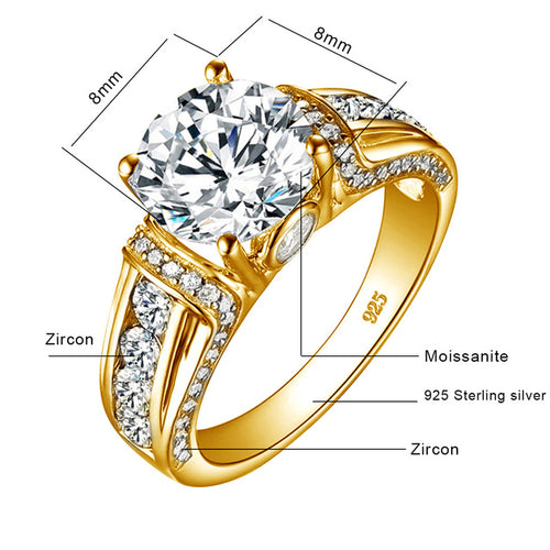 Real 925 Sterling Silver Moissanite Ring 2ct Rose Gold Plated Women's - Waldessae, the best pet supplies ever