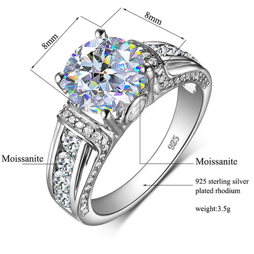 Real 925 Sterling Silver Moissanite Ring 2ct Rose Gold Plated Women's - Waldessae, the best pet supplies ever