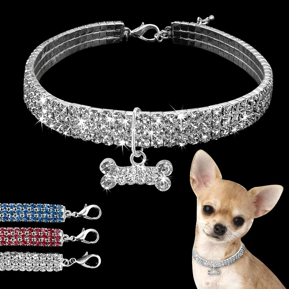 Rhinestone Dog Necklace Collar Pet Dog Accessories - Waldessae, the best pet supplies ever