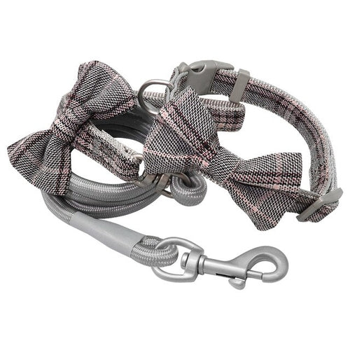 Small Dog Collar Bow and Leash Set Bowknot Nylon - Waldessae, the best pet supplies ever