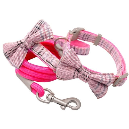 Small Dog Collar Bow and Leash Set Bowknot Nylon - Waldessae, the best pet supplies ever