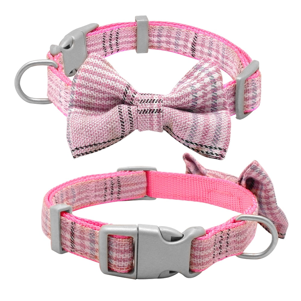 Small Dog Collar Bow and Leash Set Bowknot Nylon - Waldessae, the best pet supplies ever