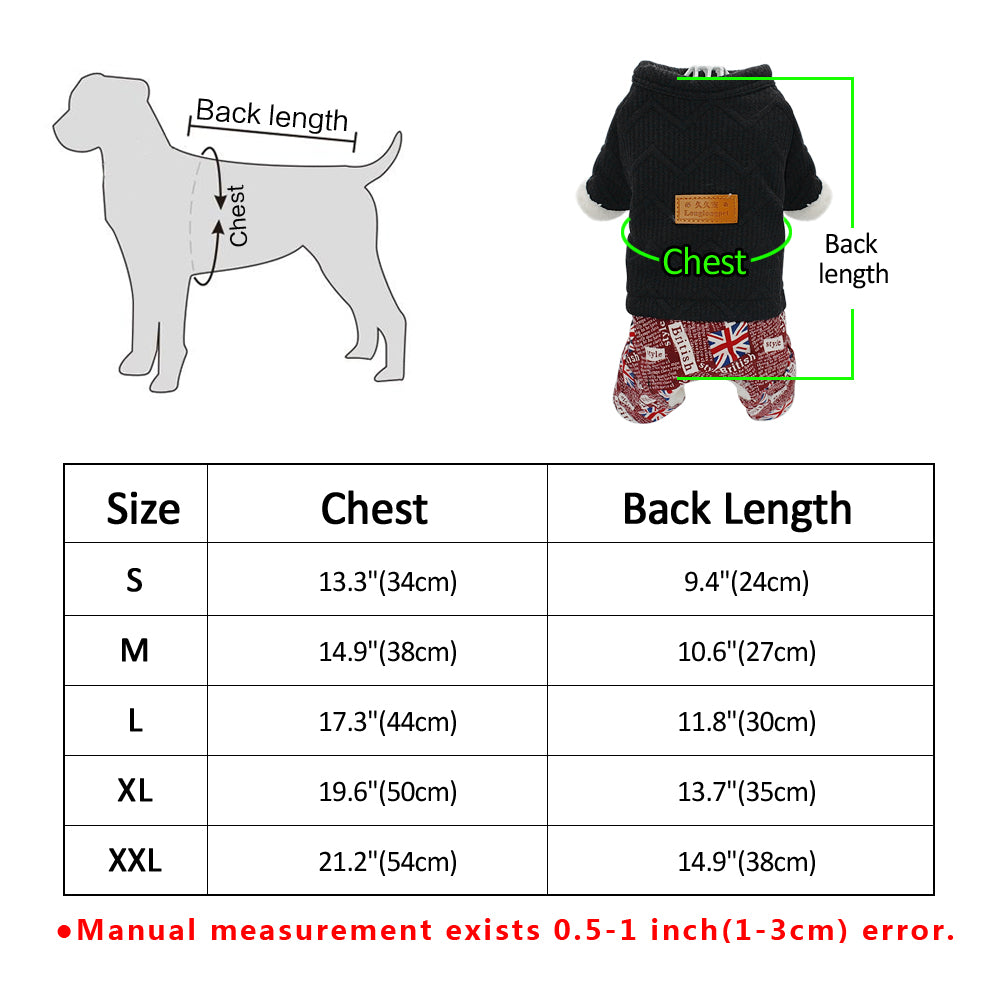 Winter Four Legs Dog Clothes Warm Cotton Jumpsuit - Waldessae, the best pet supplies ever