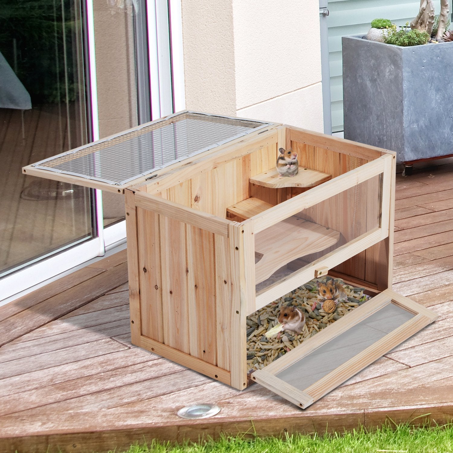 PawHut Wooden Hamster Cage 2 Levels Small Animals - Waldessae, the best pet supplies ever